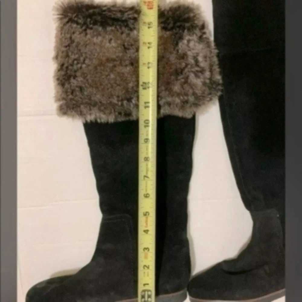 Sam Edelman Versatile Black Suede & Faux Fur Boots Size 9M